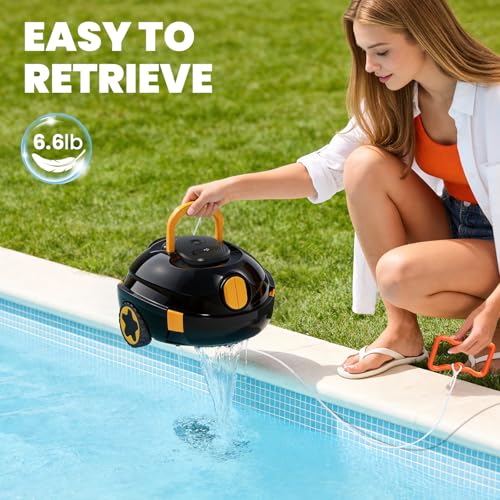 Y20 Robotic Pool Cleaner, Cordless Pool Vacuum for Above Ground & Inground Flat Pools with Dual Motors, 130 Min Runtime, Auto-Parking, Powerful Pool Vacuum Robot for Up to 1200 Sq.Ft