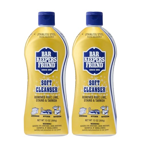 Bar Keepers Friend Soft Cleanser Liquid, 13 oz x 2, Multipurpose Surface Cleaner, Soap Scum & Grease from Stainless Steel & More