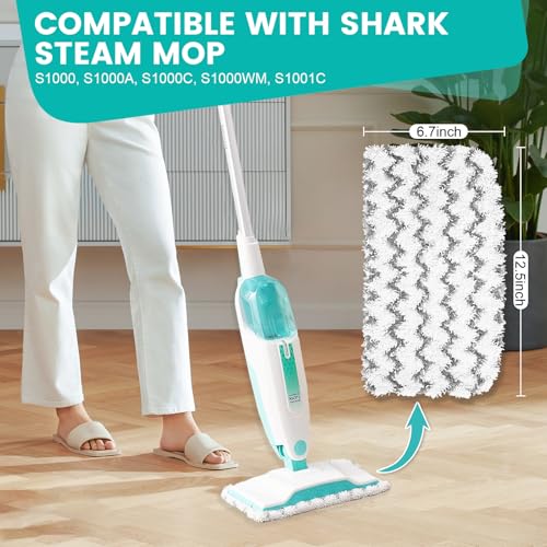6 Pack Steam Mop Replacement Pads Compatible with Shark Steam Mops S1000/S1000A/S1000C/S1000WM/S1001C, Floor Steamer Pads Washable, Reusable Microfiber Cleaner Pads