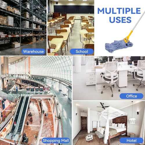 Commercial Heavy Duty Mop Heads Replacement for Rubbermaid: 3 Packs Industrial Wet Mop Head for Floor Cleaning - Commercial Products Looped End String Head Refills