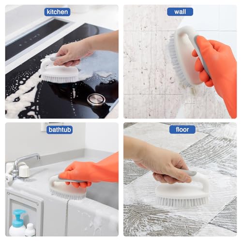 Scrub Brushes for Cleaning Bathtub Scrubber Heavy Duty Scrub Brush with Handle Stiff Bristle Cleaning Brush for Shower, Kitchen, Sink, Bathroom, Floor