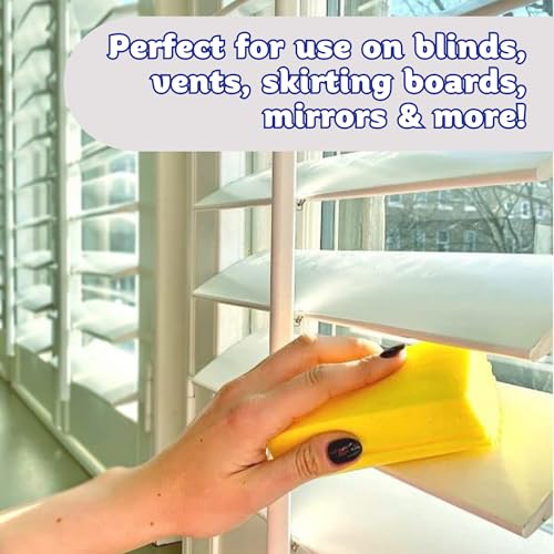 Scrub Daddy Damp Duster, Multipurpose Dusters for Cleaning - Wooden & Venetian Blind Cleaner Tool, Ridged Wet Dust Sponge for Skirting Board, Radiator, Blinds & Mirrors, Home Cleaning Products, Pink