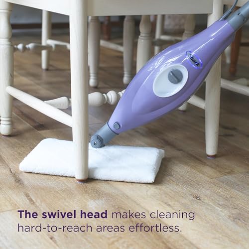 Shark Steam Pocket Mop with 2 Washable Double-sided Pads, Steam Sanitization, Swivel Steering, Lightweight, Steam Cleaner for Sealed Hard Floors, Hardwood, Marble, Tile, Purple, S3501