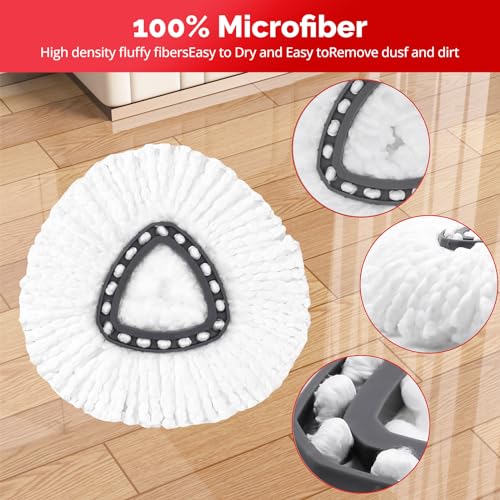 O-Cedar Spin Mop Head, Base, Handle Replacement for EasyWring 1 Tank System, 4 Microfiber Mop Refills, 1 Base and 30-58in Handle Set Combo, White