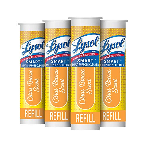 Lysol Smart Refill Cartridges Multipurpose Cleaner, Citrus Breeze, For Disinfecting & Cleaning, 4ct., Packaging May Vary