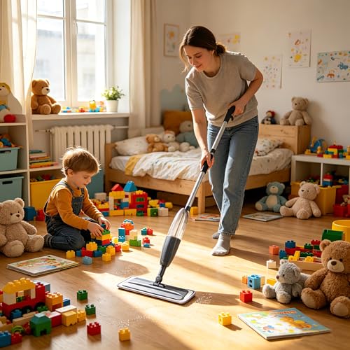 Spray Mop for Floor Cleaning with 360° Rotation - Multi-Surface Floor Cleaner for Wet/Dry Mopping Lightweight Handle for Kitchen Bathroom Hardwood&Tile Floors