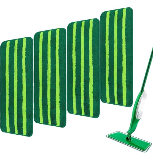 Mop Head Replacement for Libman Freedom Spray Mop - Washable Reusable Wet & Dry Cleaning - Microfiber Spray Mop Pads Refill for Multi-Surface Floor -4 Pack (Green）
