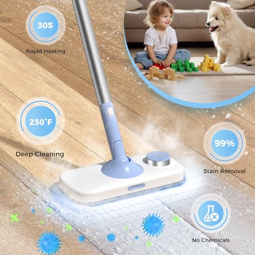 Steam Mop, 10 in 1 Detachable Handheld Steam Cleaner for Home and Floor Cleaning, 230°F Floor Steamer for Deep Cleaning with Multi-purpose Attachments Hardwood Floors, Tile, Grout, Furniture