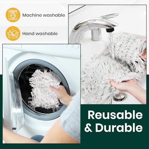 24 Inch Commercial Dust Mop for Floor Cleaning-Heavy Duty Dry & Wet Push Broom with 3 Washable Pads, 57" Handle & 360° Swivel Floor Duster for Hardwood, Laminate, Vinyl Floors & Warehouse