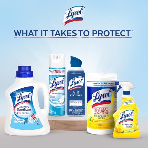 Lysol Disinfectant Spray, Household Cleaning Supplies, Disinfecting Multi-Purpose Room Spray, Antibacterial Sanitizer, Deodorizer, Kills Hantavirus, Lemon Breeze, 19 Fl Oz (Pack of 2)