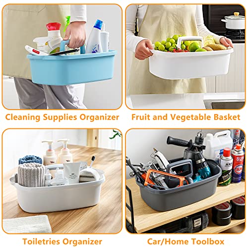 Goderewild Multi-Purpose Plastic Cleaning Caddy with Handle, Shower Caddy Organizer/Storage Basket/Totes Portable for Bathroom Supplies, Cleaning Products, Under Sink Tool, Housekeepers (White)