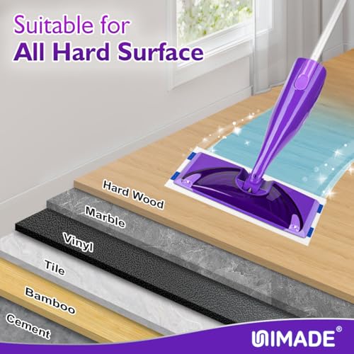 UNIMADE 100 Count Mop Pad Refill Compatible with Swiffer WetJet, Disposable Multi-Layers Mopping Pads for All Hard Surface, Especially Hardwood Floor, Super Absorbent Spray Mopping Pad Refills