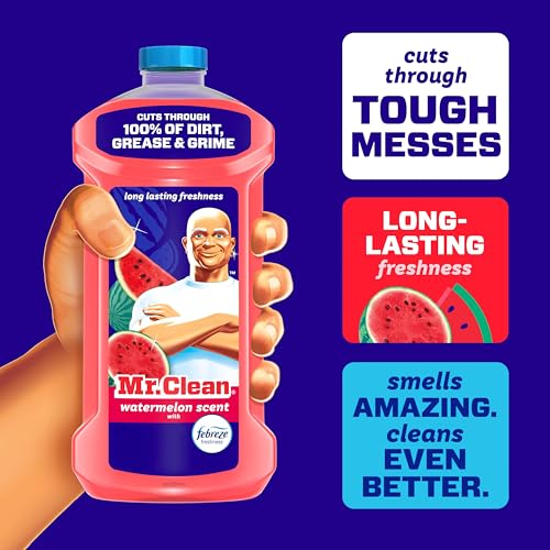 Mr. Clean All Purpose Cleaner, Mop Soap, Floor Cleaner for Mopping Home, Bathroom, & Kitchen, Cleaning Liquid for Mop & Bucket, Cleaning Supplies, Multi-Surface Dilutable, Watermelon, 41oz