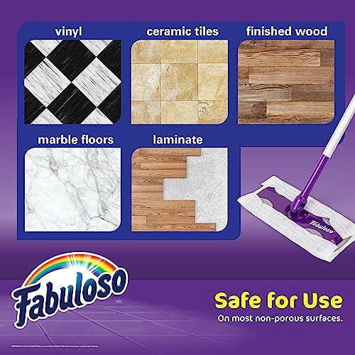 Fabuloso Dry and Wet Sweeper, 2-in-1 Floor Dust Mop for Dry Sweeping and Light Wet Mopping, Lightweight Aluminum Handle, Swivel Low-Profile Head, Bonus 12 Dry Pads Included