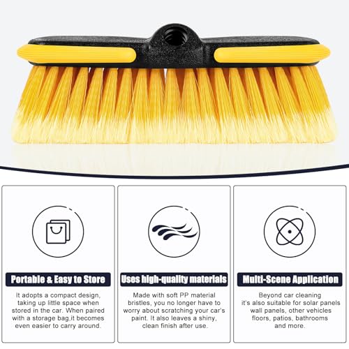 10 Inch Car Wash Brush Head, Scrub Brush Attachment for Long Handle Extension Pole,Outdoor Broom and Scrubbing Brush for Cleaning Window, Wall, House Floor, Deck, Patio, Car (10inch Brush-1Pack)