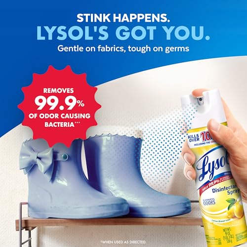 Lysol Disinfectant Spray, Household Cleaning Supplies, Disinfecting Multi-Purpose Room Spray, Antibacterial Sanitizer, Deodorizer, Kills Hantavirus, Lemon Breeze, 19 Fl Oz (Pack of 2)