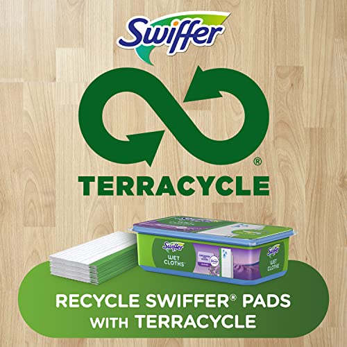 Swiffer Sweep + Mop, Wet Pads Refill, Floor Cleaner for Dirt, Dust, Hair, Cleaning Cloths for Mopping Home, Bathroom, Kitchen, All Purpose Multi-Surface Floor Wipes, Lavender, 24ct