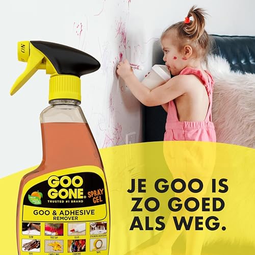 Goo Gone Adhesive Remover Spray Gel Removes Chewing Gum Grease Tar Stickers Labels Tape Residue Oil Blood Lipstick Mascara Shoe Polish Crayon Ounce, Orange, original, 12 Fl Oz