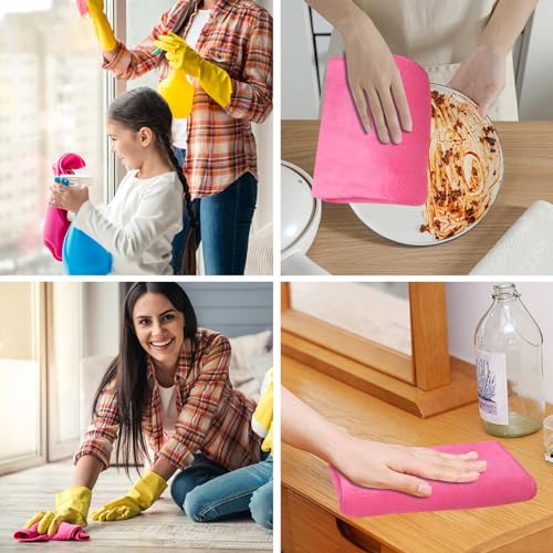 Olutacot 4 Pcs Multicolor Extra Large Microfiber Cleaning Cloth 30 x 20 Inch Reusable Thick Cleaning Towel Washable Solid Color Microfiber Towel for Home Office Window Cars Glass