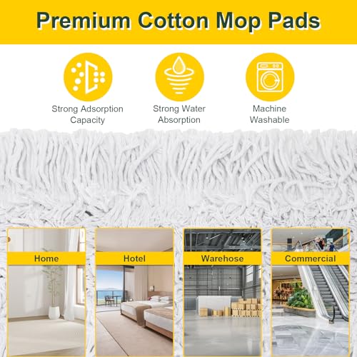 Ylebs 24" Commercial Dust Mops for Floor Cleaning with 2 Replacement Mop Pads, Heavy Duty Large Dust Mop for Hardwood Floors, Industrial Wet Dry Floor Duster for Office Garage Warehouse Factory Mall
