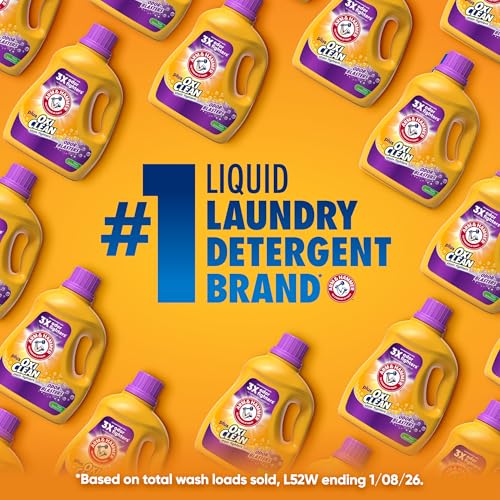 ARM & HAMMER Plus OxiClean with Odor Blasters Liquid Laundry Detergent, Laundry Odor Remover, Attacks Stains, Fresh Burst Scent, 74 Loads, 96.2 Fl Oz