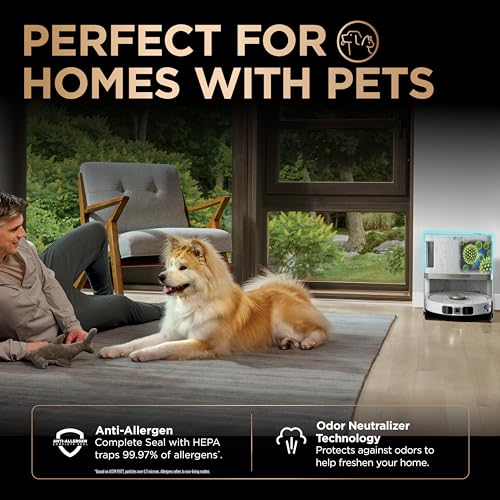 Shark PowerDetect | 2-in-1 Robot Vacuum & Mop for Carpets & Hard Floors | Powerful Suction & Mopping for Pet Hair | Self-Empty & Self-Clean NeverTouch Pro Base | 60-Day Capacity | White | AV2800ZE