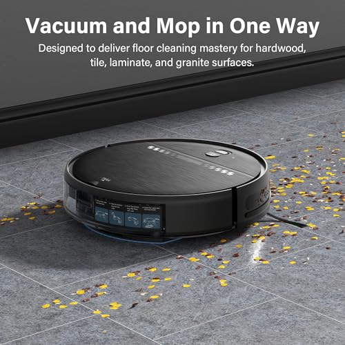 ZC WAS Robot Vacuum and Mop for Pet Hair, 2-in-1 Robot Vacuum Cleaner for Hard Floors&Carpets with 2.87'' Slim Design, Wi-Fi/App/Voice Control, 3D Obstacle Avoidance & Self-Charging