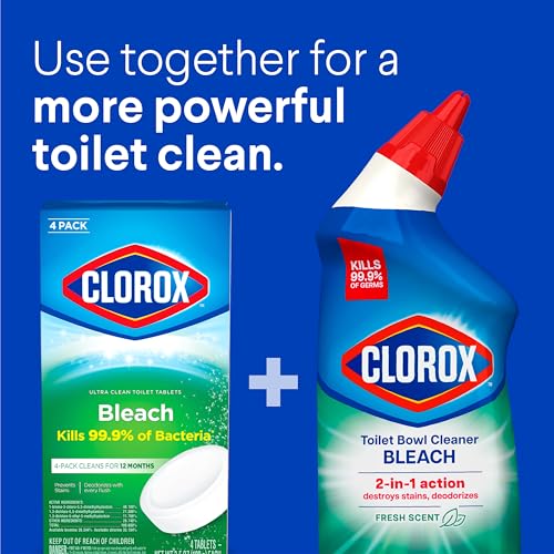 Clorox Ultra Clean Toilet Tablets Bleach 4 Count, 3.5 Ounces Each (Package May Vary)
