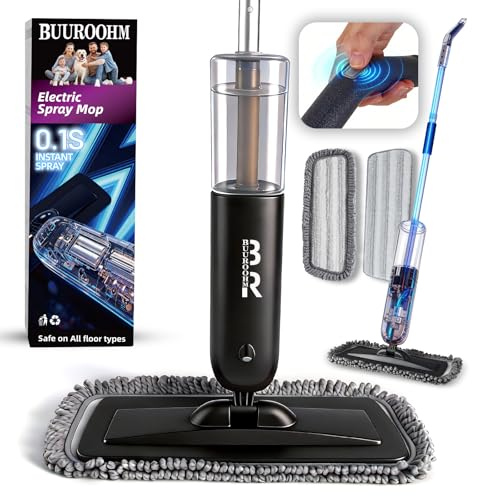 Electric Spray Mop Floor Cleaner with 2 Mopping Pads 720ml Bottle & Scraper 360° Swivel Head Lightweight Cordless Wet Dry Cleaner for Hardwood Floor Cleaning Laminate Tile Wood Vinyl & All Hard Floors