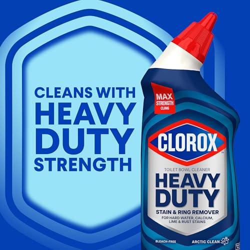 Clorox Toilet Bowl Cleaner Heavy-Duty Gel, Arctic Clean, Bleach-Free Stain Remover, Kills 99.9% of Germs, 24 oz, Pack of 12