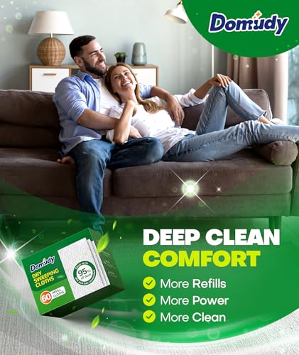 60 Count Dry Sweeping Cloths Refills for Swiffer Sweep + Mop, 4X Clean Power Sweeper Mop Pads to Clean Hair, Dirt, Dust, Disposable Unscented Dry Cloths Refills for Mopping Home, Bathroom, Kitchen