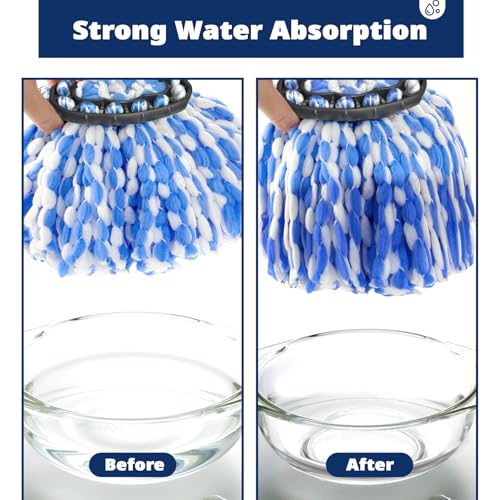 3 Pack Spin Mop Replacement Head Compatible with RinseClean 2-Tank System