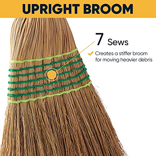 Yocada Heavy-Duty Corn Broom Commercial Indoor Outdoor Broom 59.8 inch Tall for Courtyard Garage Lobby Mall Market Floor Home Office Leaves Stone Dust Rubbish