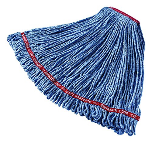 Rubbermaid Commercial Products Swinger Loop Mop Head Replacement, 1-Inch Headband, Large, Blue, Heavy Duty Industrial Wet Mop for Floor Cleaning Office/School/Stadium/Banquet Room/Lobby/Restaurant