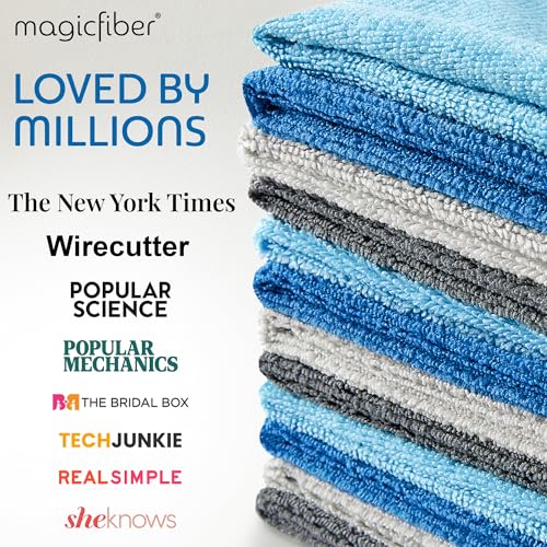 MagicFiber Microfiber Cleaning Cloth - Higher Quality, Larger Size - Micro Fiber Cloth for Cleaning Rags, Dust Cloths, Kitchen Dish Towels (12 Pack, 13”x11”)