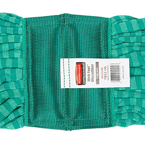 Rubbermaid Commercial Products Web Foot® Medium 20 Ounce Microfiber Tube Wet Mop 5" Headband Green for General Purpose Floor Cleaning Abrasive Cleaning and Heady-Duty Scrubbing