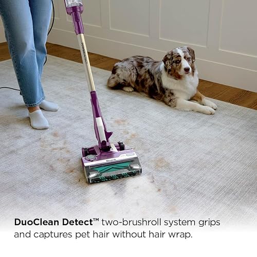 Shark PowerDetect | Corded Stick Vacuum Cleaner for Carpet & Hard Floors | Lightweight Hand Vacuum for Pet Hair with DuoClean | Self-Cleaning Brushroll | HEPA | 3 Attachments | Purple | HZ4001AMZ