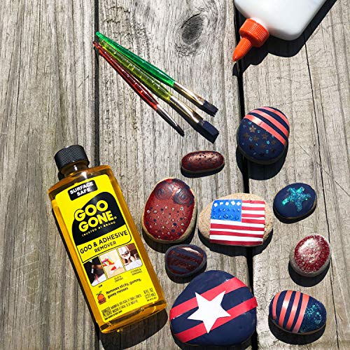 Goo Gone Original Liquid - 12 Pack - 8 Ounce - Surface Safe Adhesive Remover Safely Removes Stickers Labels Decals Residue Tape Chewing Gum Grease Tar Crayon Glue