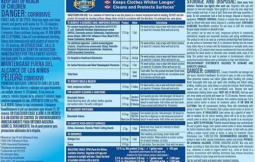 Clorox liquid bleach cleaner for laundry and bathroom, HE performance, 121 oz bottle, 3 pack, unscented