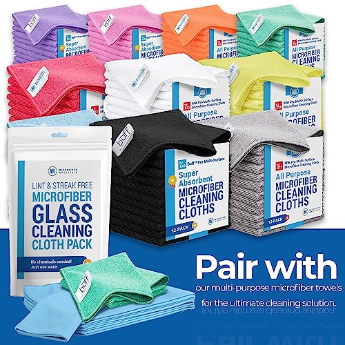 Claro 2 Step Glass Cleaning Cloth 8-Pack – Green Wet & Blue Dry Microfiber Towels Cleaning for Windows, Mirrors & Glass - Streak and Lint Free Cloth for Home, TV, Shower - Machine Washable