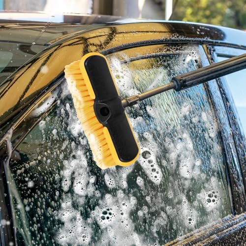 10 Inch Car Wash Brush Head, Scrub Brush Attachment for Long Handle Extension Pole,Outdoor Broom and Scrubbing Brush for Cleaning Window, Wall, House Floor, Deck, Patio, Car (10inch Brush-1Pack)