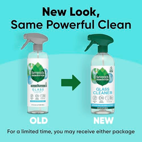 Seventh Generation Glass Cleaner, Sparkling Sea Scent, Streak-Free Shine, 23 Fl Oz