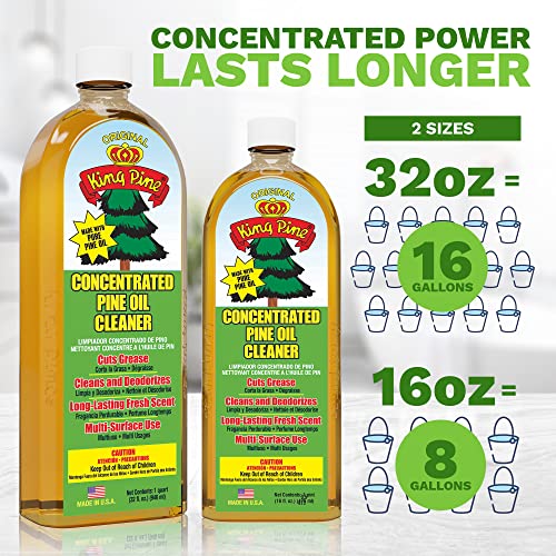 King Pine Concentrated Pine Oil Multi-Surface Cleaner Industrial Strength, Gold, 16 Fl Oz