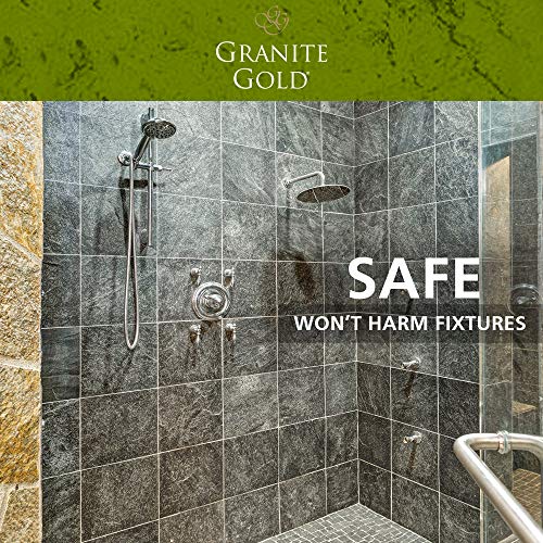 Granite Gold Shower Cleaner Spray for Quartz, Granite, Marble, Ceramic, and Other Stone Tub Surfaces, Made in the USA, 24 Ounces, Gold