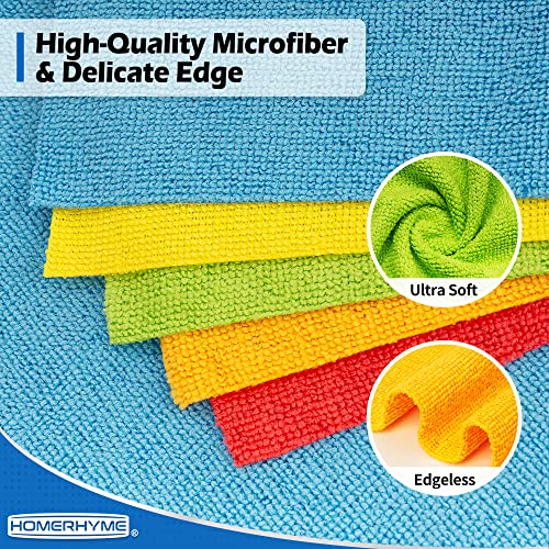 HOMERHYME Microfiber Cleaning Cloth, 100 Pack Cleaning Rags Microfiber Towel Bulk Absorbent Lint-Free Wash Cloths, All-Purpose Shop Towels for Cars, Automotive, Garage, Home & Kitchen 11.5"*11.5"