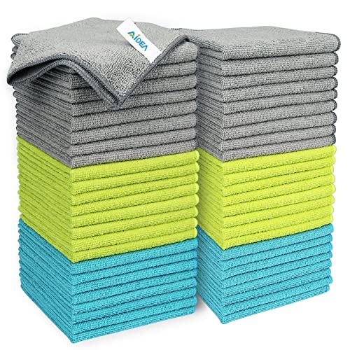 AIDEA Microfiber Cleaning Cloth-50PK, Soft Microfiber Towels for Cars, Absorbent Cleaning Rags, Lint-Free Streak-Free Wash Cloths for House, Kitchen, Window(12in.x12in)