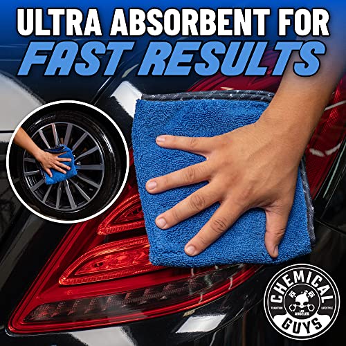 Chemical Guys Professional Grade Premium Microfiber Towels for Cars, Blue, 16" x 16", Ultra-Soft and Scratch-Free Car Detailing Cloths for Trucks, Motorcycles, and More - 3 Pack