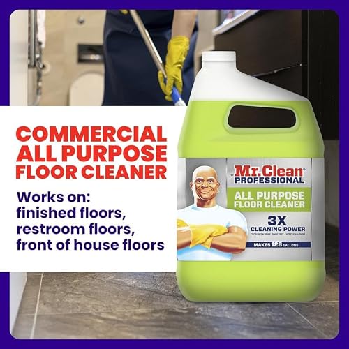 Mr. Clean PRO All Purpose Floor Cleaner, Bulk Liquid Concentrate for Cleaning Hardwood, Tile or Terrazzo Floors, Commercial Use, 1 gal (Case of 3)