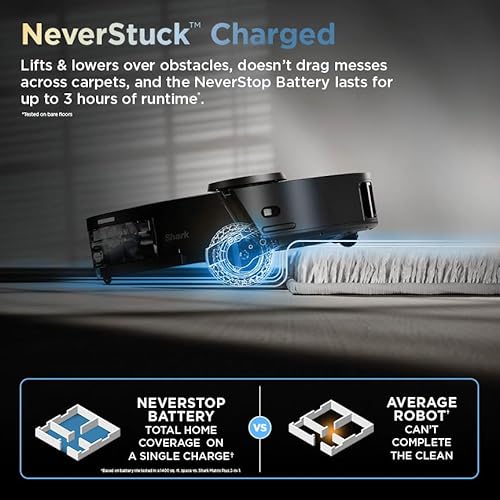 Shark Robot Vacuum & Mop Combo, PowerDetect ThermaCharged NeverTouch Pro, Self-Emptying, Self-Refill with Heated Mop Cleaning, 60-Day Capacity,30-Day Tank, 6 Power Detect Technologies, Black, RV2920XE