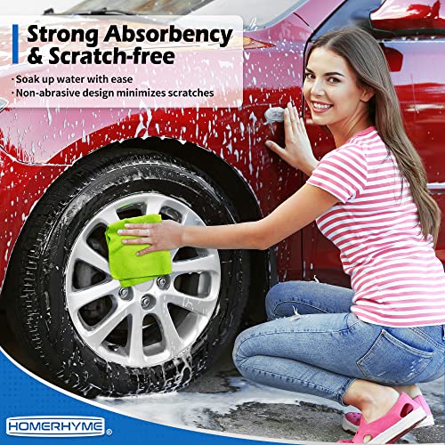 HOMERHYME Microfiber Cleaning Cloth, 100 Pack Cleaning Rags Microfiber Towel Bulk Absorbent Lint-Free Wash Cloths, All-Purpose Shop Towels for Cars, Automotive, Garage, Home & Kitchen 11.5"*11.5"